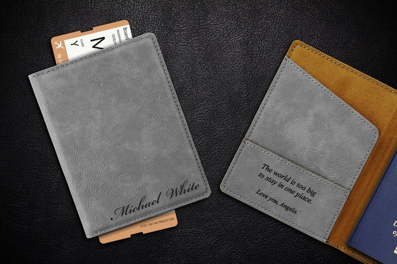Passport cover with optional name tag. Etsy
