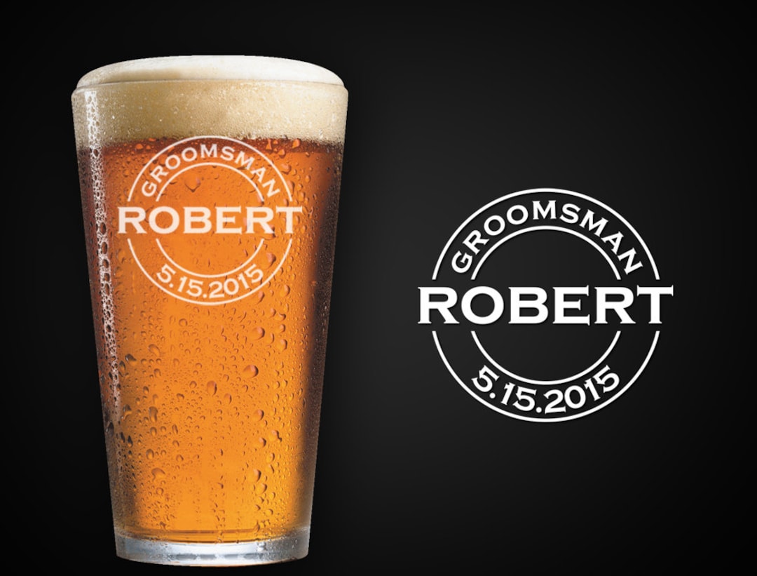 Personalized Beer Glass, Groomsmen Gift, Custom Beer Glass, Engraved