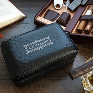 Travel Cigar Humidor Case Set - Comes with Torch Lighter and Cutter.