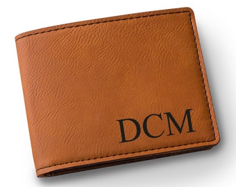 Personalized Wallet, Groomsmen Gift, Genuine Leather Wallet, Custom Engraved Wallet, Personalized Rawhide Leatherette Wallet, GC1327