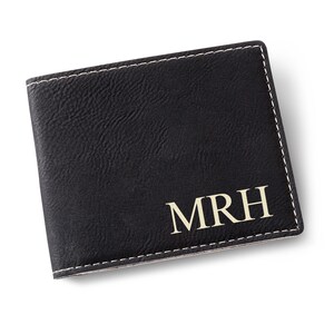 Personalized Black Leatherette Wallet: Engraved Groomsmen Gift