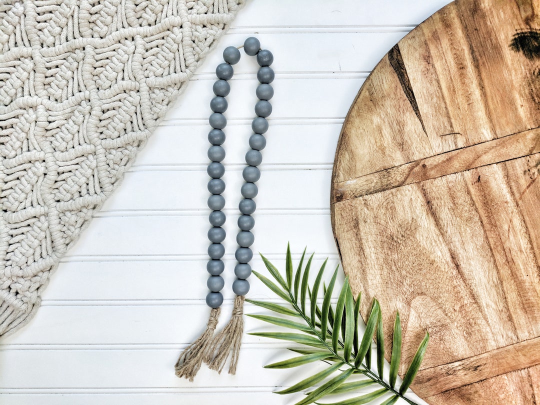 All Gray Beaded Garland With Tassels Etsy