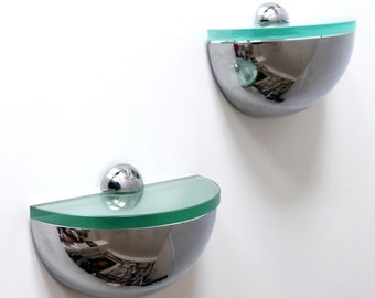 Conjunto de dos luces de pared modernas de mediados de siglo | Lámparas de pared de Fontana Arte, década de 1960, Italia