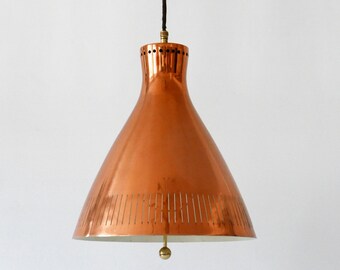 Excepitonal and Elegant Mid Century Modern Copper Pendant Lamp | Hanging Light, 1960s, Scandinavian