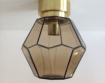 Elegant Mid Century Modern GLASHÜTTE LIMBURG Ceiling Lamp | Wall Light Facet shape, 1970s/80s, Germany