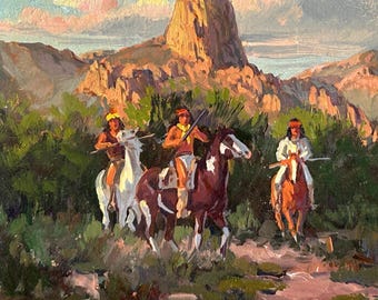 Western Art Original oljemålning "Under gruvarbetarens nål" av Ron Stewart USA