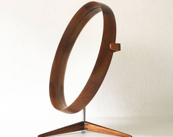 Large, Elegant and Decorative Mid Century Modern Table Mirror | Make-up Mirror by UNO & ÖSTEN KRISTIANSSON for Luxus, Vittsjö, Sweden, 1960s