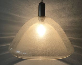 Large and Stunning Mid Century Modern Peleguso Glass Chandelier | Pendant Lamp by CARLO NASON for MAZZEGA | Murano, Italy | 1960s