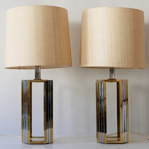 Set of Two Exceptional & Monumental Mid Century Modern Bicolor Table or Floor Lamps by ROMEO REGA, 1970s, Italy