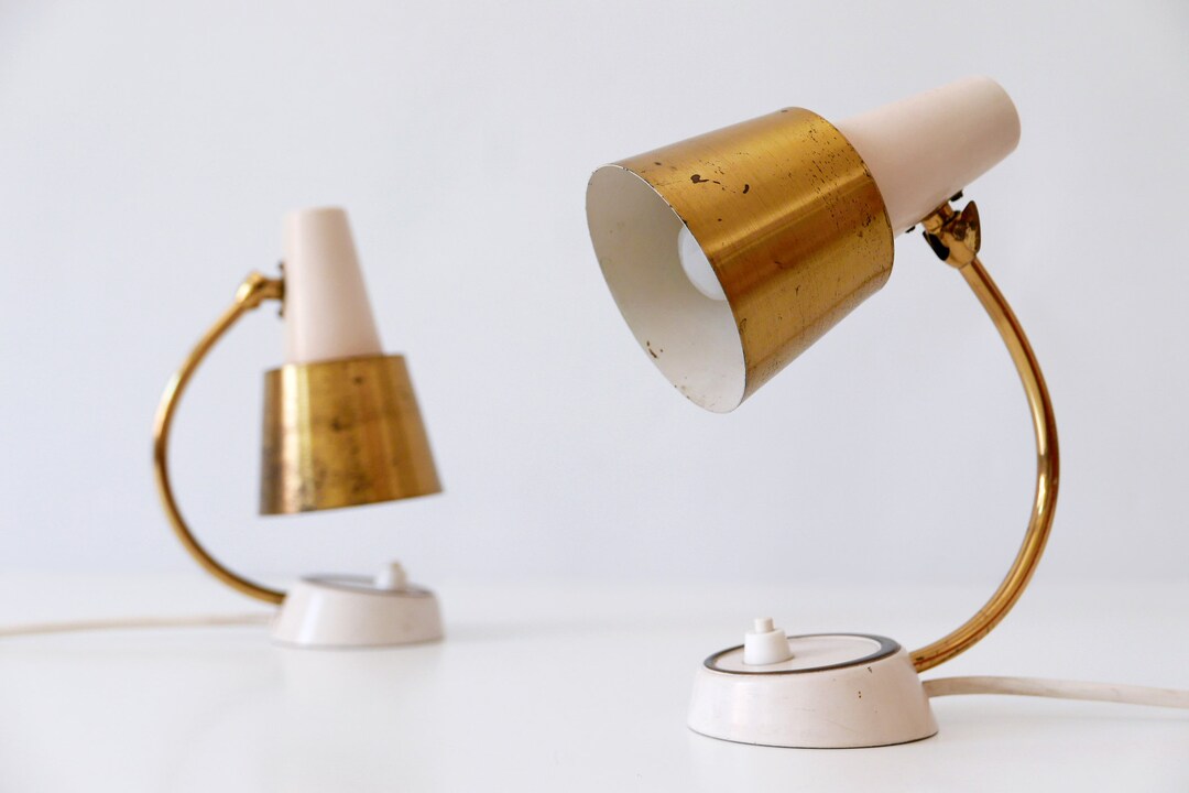 Set of Two Lovely Mid Century Modern Bedside Table Lamps Etsy