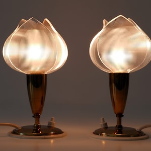 Set of Two Lovely Mid Century Modern TULIP Bedside Table Lamps, 1950s, Germany