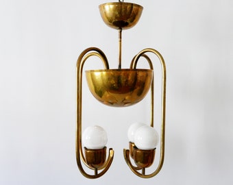 Unique Bauhaus Art Deco Chandelier or Pendant Lamp by HAYNO FOCKEN, 1930s, Germany