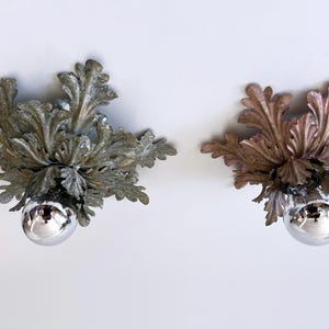 Set of Two Mid-Century Floral Flush Mounts or Sconces by W. Müller Germany 1970s