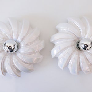Set of Two Beautiful Mid Century Modern Porcelain PAN Wall Lamps | Sconces by Goebel Porzellanfabrik, 1970s, Germany