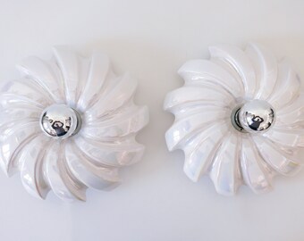 Set of Two Beautiful Mid Century Modern Porcelain PAN Wall Lamps | Sconces by Goebel Porzellanfabrik, 1970s, Germany