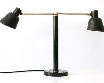 Extremely Rare Modernist | BAUHAUS | Functionalist Double Arm Table Lamp | Desk Light by BÜNTE & REMMLER (BuR), 1920s, Germany