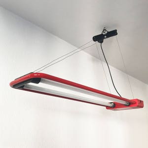 Large and Elegant FLUORESCENT TUBE LIGHT | Pendant Light | Hanging Lamp by G. N. Gigante for Zerbetto, Italy, 1980s | ca. 110 cm long