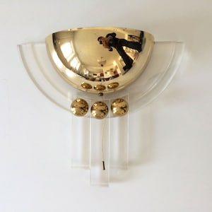 1 of 3 GORGEOUS Wall Fixtures WALL LAMPS Sconces | Brass & Lucite | Hollywood Regency | 1980s