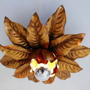 Gorgeous Gilt Metal Mid Century Modern | Hollywood Regency Style | Florentiner CEILING LAMP Flushmount, 1970s, Germany