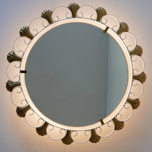 Decorative Mid Century Modern Illuminated | Backlit WALL MIRROR by HILLEBRAND, 1960s, Germany