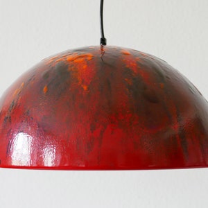 Large & Gorgeous Mid Century Modern Enameled PENDANT LAMP Hanging Light | Scandinavian Design, 1960s, ∅ 44 cm