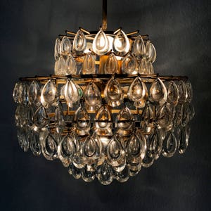 Extremely Rare and Stunning Mid Century Modern 7-Tiered PALWA Crystal Glass | 8 LIGHTS CHANDELIER | Pendant Lamp | 1960s