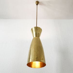 Elegant and Large Mid Century Modern Brass DIABOLO PENDANT LAMP | Hanging Light | Sarfatti | Stilnovo | Arteluce Era | 1950s