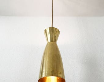 Elegant and Large Mid Century Modern Brass DIABOLO PENDANT LAMP | Hanging Light | Sarfatti | Stilnovo | Arteluce Era | 1950s