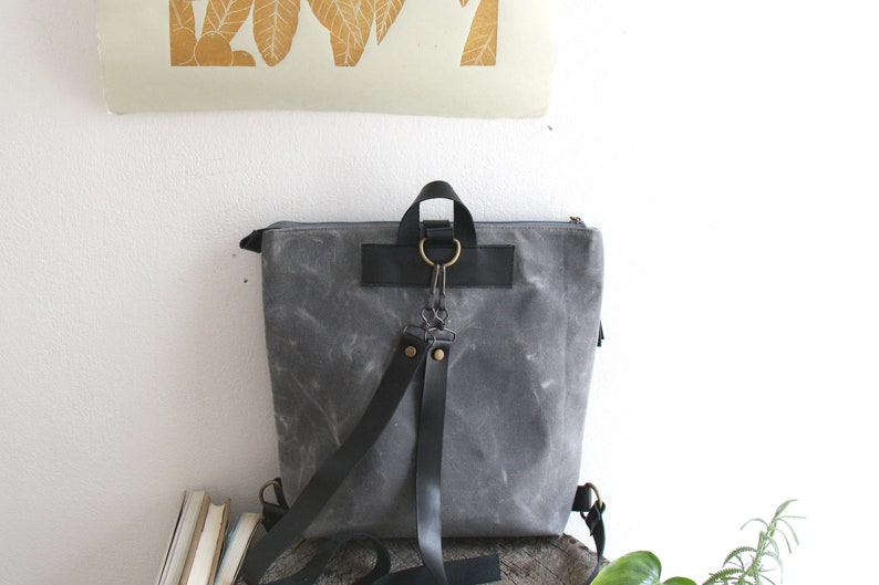 Geometric Linocut Print BackpackCanvas and leather backpackZipper BackpackBackpack Womenwaxed canvas backpack
