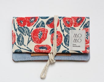 Tobacco Pouch | Tobacco Case | Block Print Poppies