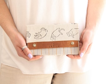 Women's Wallet With Cat linocut Print
