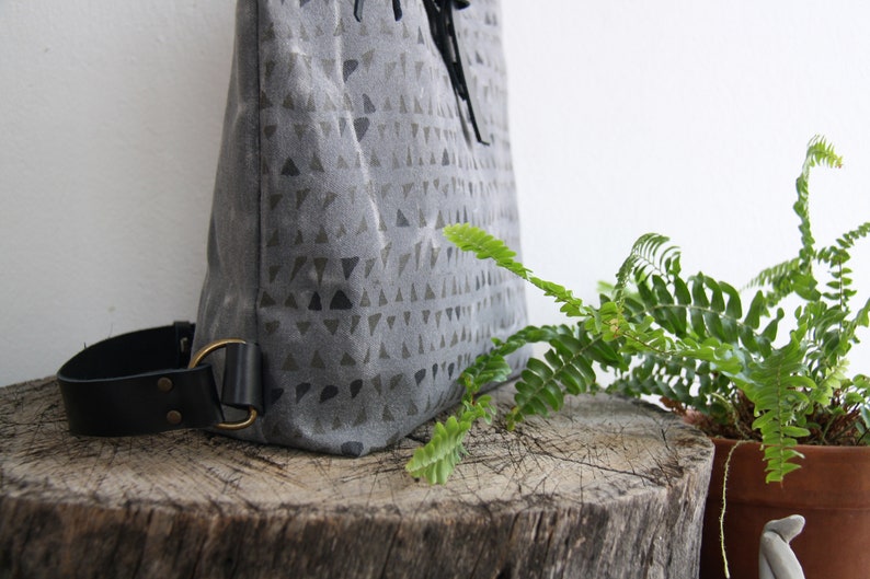 Geometric Linocut Print BackpackCanvas and leather backpackZipper BackpackBackpack Womenwaxed canvas backpack