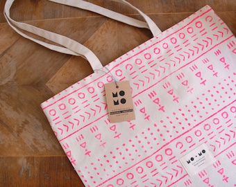 AZTEC Linocut Tote Bag with Linen Fabric