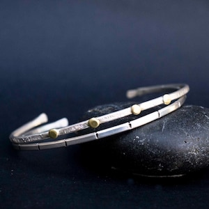 Thin Silver Cuff Bracelets, set of two | Minimalist Cuff Bracelet