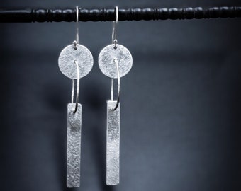 Silver Geometric Earrings, Large Silver Earrings