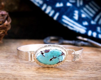 Turquoise Cuff Bracelet, Sterling Silver