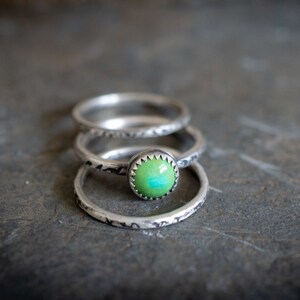 Green Turquoise Stacking Rings, set of three, handmade with Sonoran Gold Turquoise