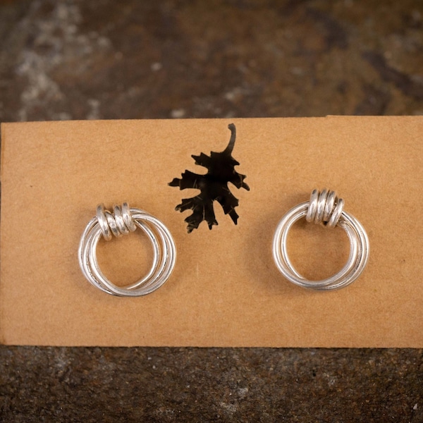 Post Hoop Earrings, Small Silver Stud Earrings