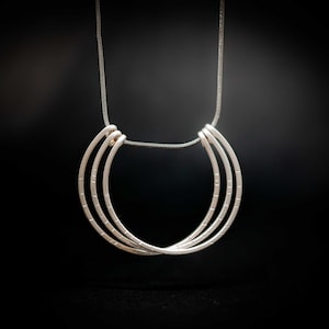 Minimalist Sterling Silver Necklace: Hand Forged Layered Circles