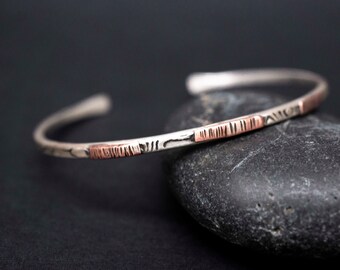 Copper Cuff Bracelet | Silver Bracelet Men | Gift for Him