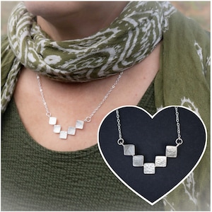 Geometric Necklace in Sterling Silver | Silver Square Necklace | Jewelry Gift
