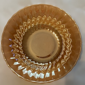 1950s VINTAGE Replacement Fire King Peach Lusterware Swirl Serving Bowl - 8.5 inches