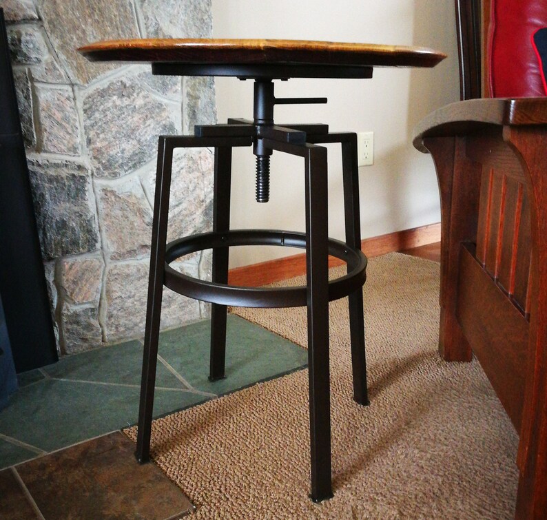 Adjustable Wine Barrel Top Side Table End Table Etsy