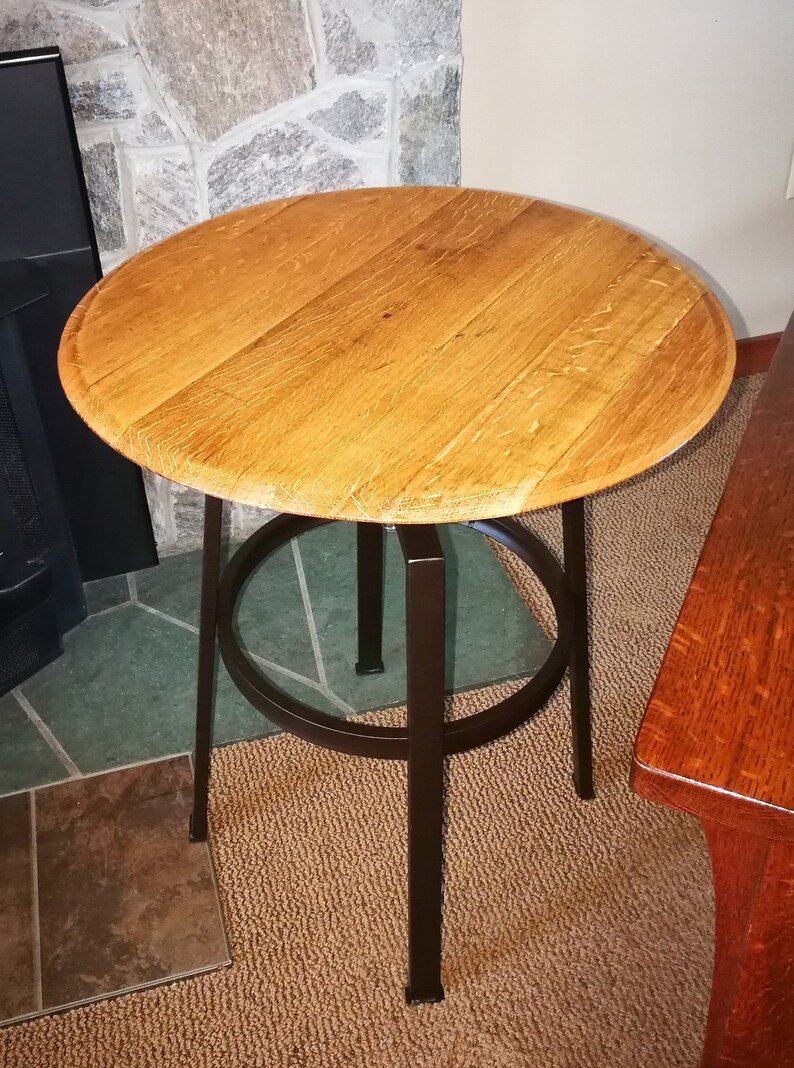 Adjustable Wine Barrel Top Side Table End Table Etsy