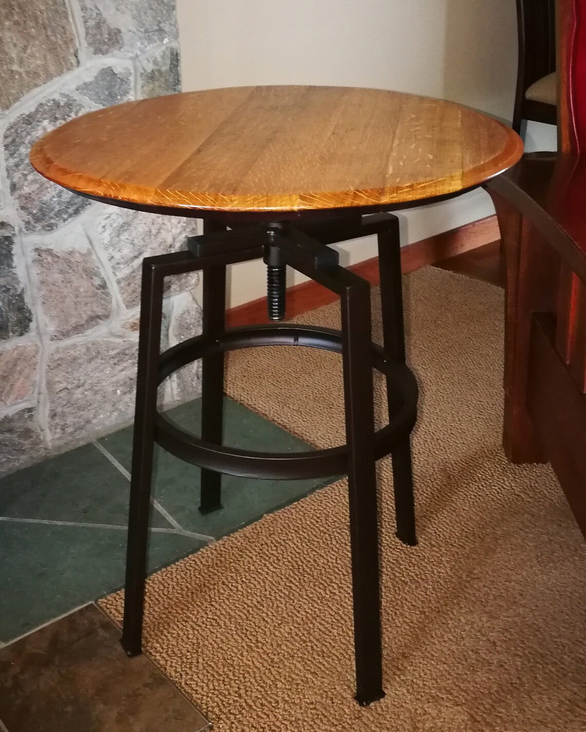 Adjustable Wine Barrel Top Side Table End Table Etsy