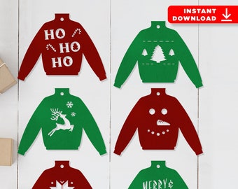 Ugly Christmas Sweater Gift tags or Ornaments SVG / Cut File for Silhouette or Cricut