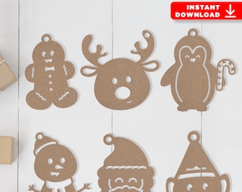 Christmas Holiday Shapes Ornaments or Gift Tag SVG / Cut File for Silhouette or Cricut