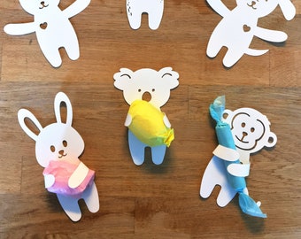 Animal Treat Huggers SVG – Bear, Rabbit, Koala, Sloth, Dog, Monkey (Digital Download)