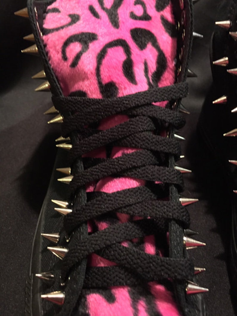 Converse Hot Pink Leopard Print Spiked Shoes | Etsy