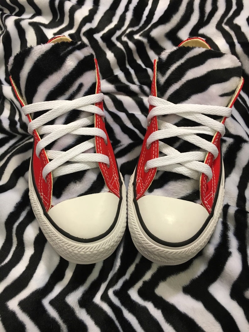 Zebra Print Converse Red shoes | Etsy